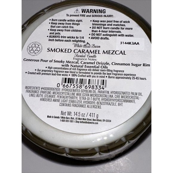 1 Bath & Body Works/ White Barn Smoked Caramel Mezcal 3-Wick Candle 14.5oz NEW - Picture 13 of 14